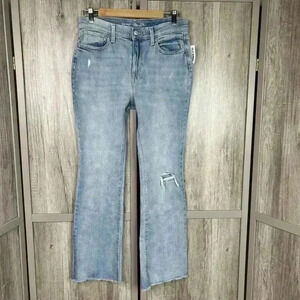 Old Navy Jeans Size 16 High Rise Flare Light Wash Distressed Raw Hem